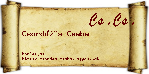 Csordás Csaba névjegykártya